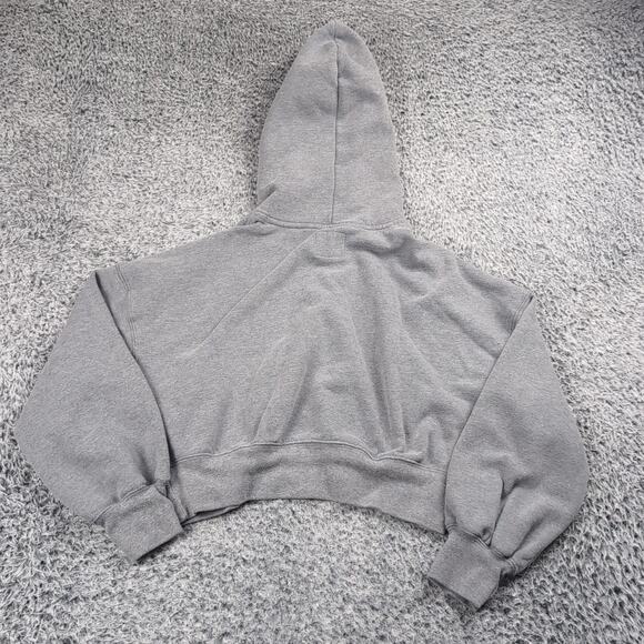 Abercrombie Fitch Hoodie Women Extra Small Gray Crop Pullover Sweatshirt Logo - Picture 5 of 6